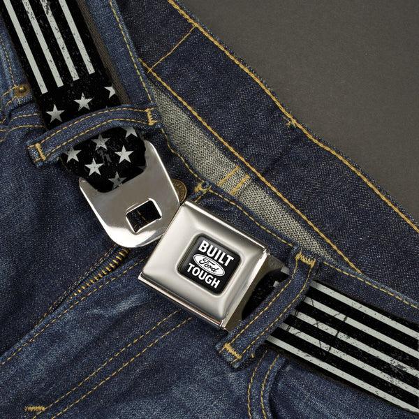 Buckle Down Built Ford Tough Seatbelt Belt - Americana Stars & Stripes2 Weathered Black/Gray