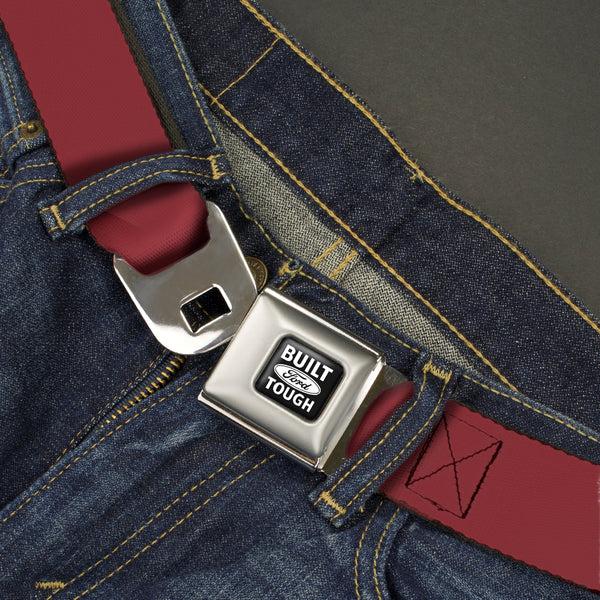 Buckle Down Built Ford Tough Seatbelt Belt - Burgundy Webbing