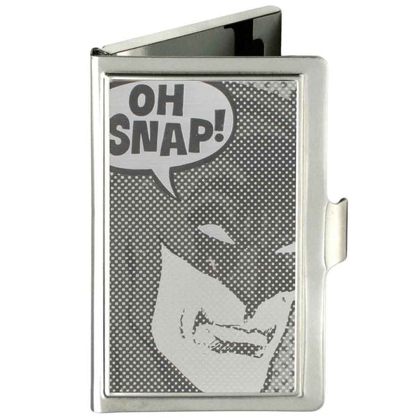 buckle down Business Card Holder - SMALL - Batman Face OH SNAP Brushed Silver