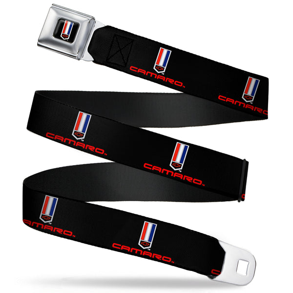 buckle down Camaro Badge Full Color Seatbelt Belt - CAMARO Badge Logo REPEAT Webbing
