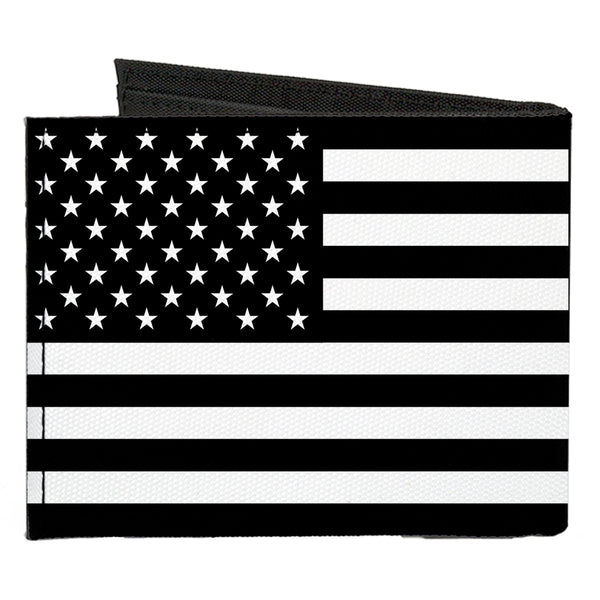 Buckle Down Canvas Bi-Fold Wallet - American Flag Black White