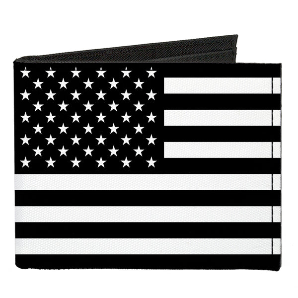 buckle down Canvas Bi-Fold Wallet - American Flag Black White