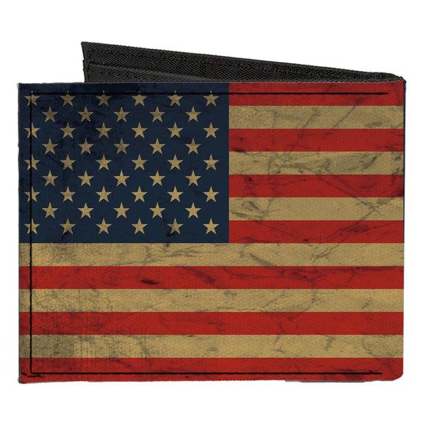 Buckle Down Canvas Bi-Fold Wallet - American Flag Weathered