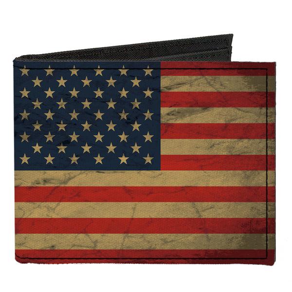buckle down Canvas Bi-Fold Wallet - American Flag Weathered