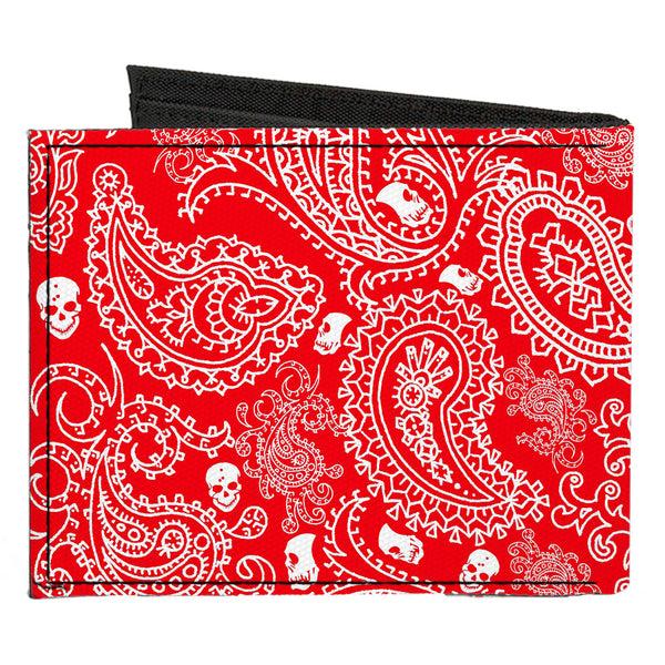 Buckle Down Canvas Bi-Fold Wallet - Bandana Skulls Red White