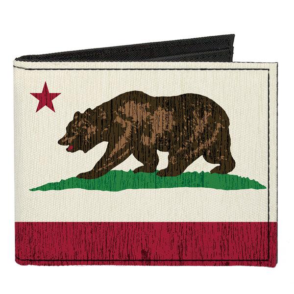 buckle down Canvas Bi-Fold Wallet - California Flag Weathered White