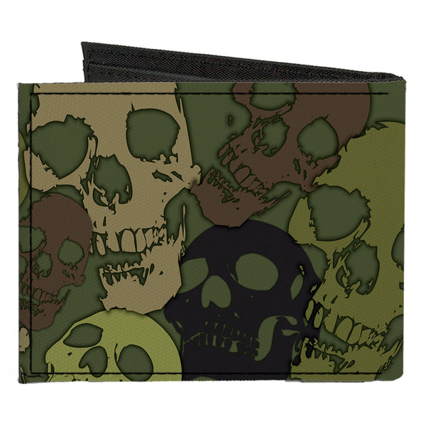 Buckle Down Canvas Bi-Fold Wallet - Camo Olive Skull Yard