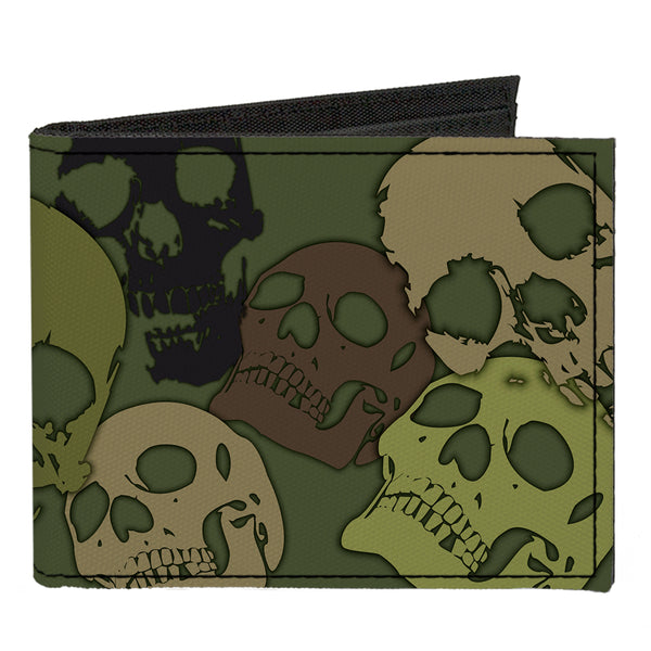 buckle down Canvas Bi-Fold Wallet - Camo Olive Skull Yard