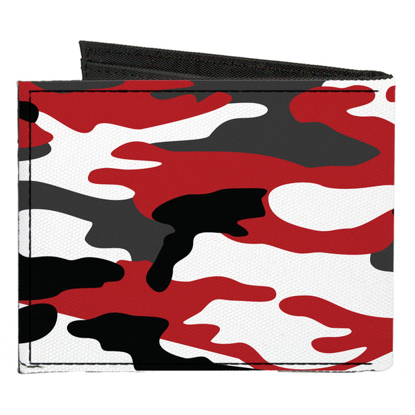 Buckle Down Canvas Bi-Fold Wallet - Camo Red Black Gray White