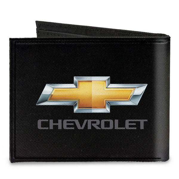 Buckle Down Canvas Bi-Fold Wallet - Chevy Bowtie CHEVROLET Black Gold Gray