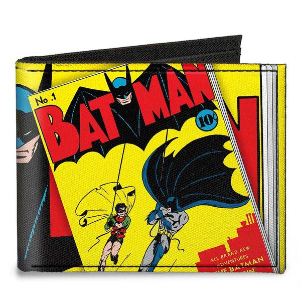 buckle down Canvas Bi-Fold Wallet - Classic BATMAN Issue #1 Robin & Batman Logo CLOSE-UP Cover Pose