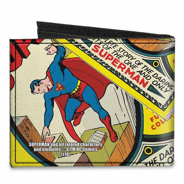 Buckle Down Canvas Bi-Fold Wallet - Classic SUPERMAN #1 Flying Cover Pose