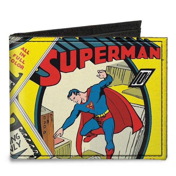 buckle down Canvas Bi-Fold Wallet - Classic SUPERMAN #1 Flying Cover Pose