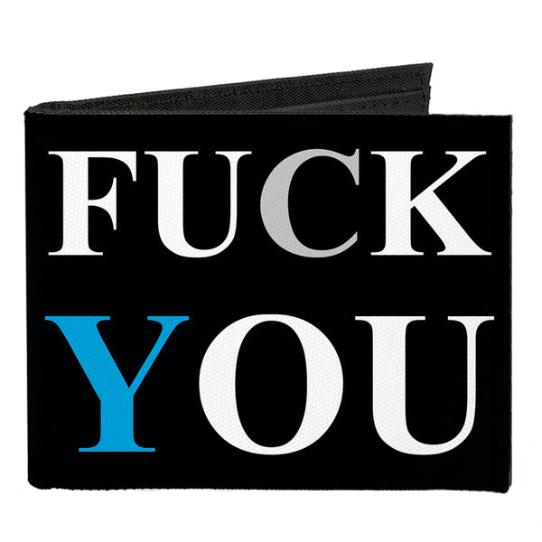 buckle down Canvas Bi-Fold Wallet - FUCK YOU FUCK ME Black White Blue
