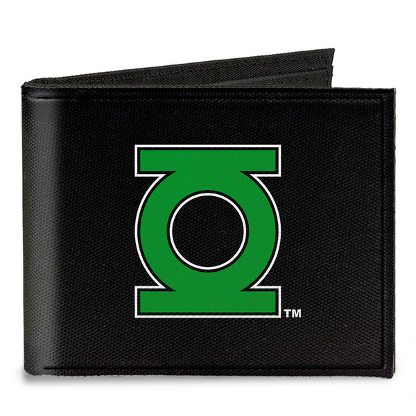 buckle down Canvas Bi-Fold Wallet - Green Lantern Logo CLOSE-UP Black Green