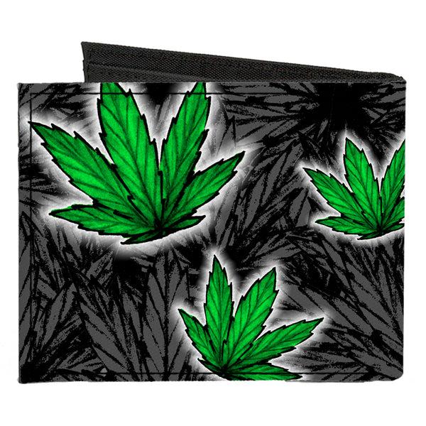 Buckle Down Canvas Bi-Fold Wallet - Marijuana Haze Black