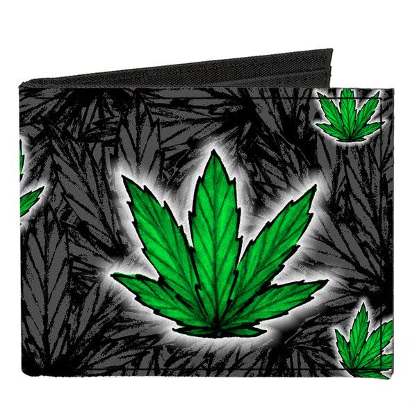 buckle down Canvas Bi-Fold Wallet - Marijuana Haze Black