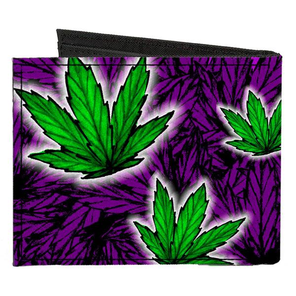 Buckle Down Canvas Bi-Fold Wallet - Marijuana Haze Purple