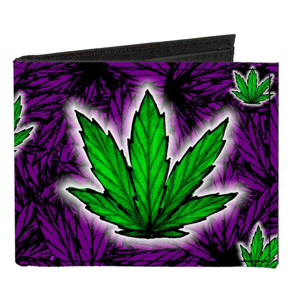 buckle down Canvas Bi-Fold Wallet - Marijuana Haze Purple