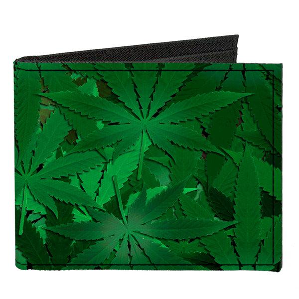 buckle down Canvas Bi-Fold Wallet - Marijuana Leaves Stacked