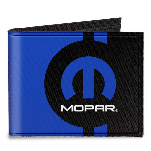 buckle down Canvas Bi-Fold Wallet - MOPAR Logo Stripe2 Black Blue