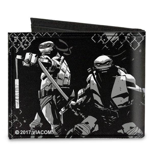 Buckle Down Canvas Bi-Fold Wallet - Ninja Turtles Street Group Pose17 Black Grays