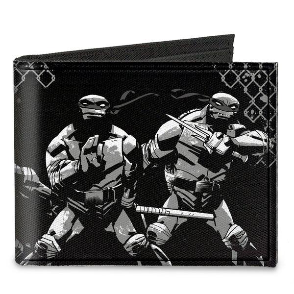 buckle down Canvas Bi-Fold Wallet - Ninja Turtles Street Group Pose17 Black Grays