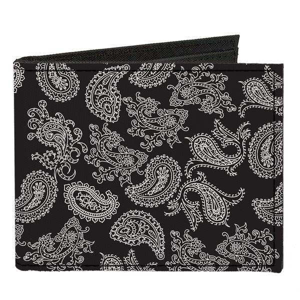 buckle down Canvas Bi-Fold Wallet - Paisley Black White