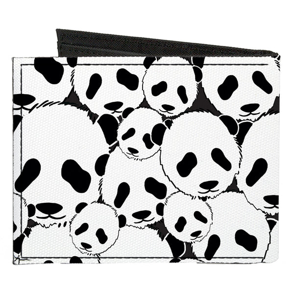 Buckle Down Canvas Bi-Fold Wallet - Panda Bear Stacked