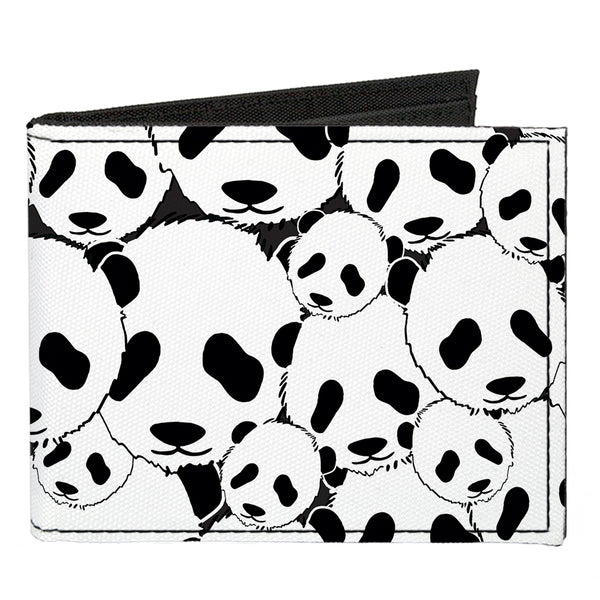 buckle down Canvas Bi-Fold Wallet - Panda Bear Stacked