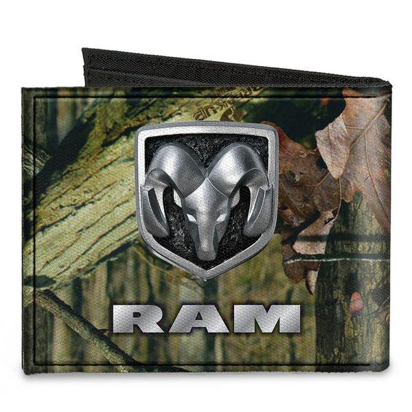 Buckle Down Canvas Bi-Fold Wallet - RAM Logo Mossy Oak Break-Up Infinity Silver