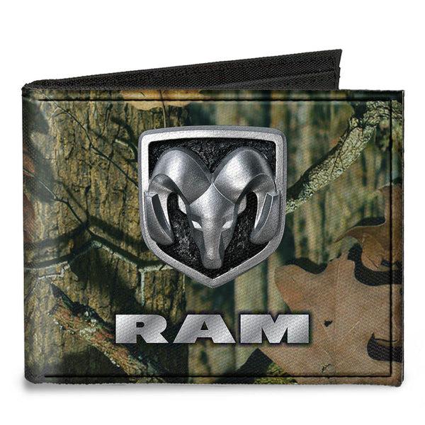buckle down Canvas Bi-Fold Wallet - RAM Logo Mossy Oak Break-Up Infinity Silver