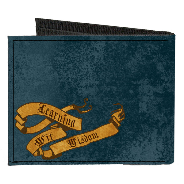 Buckle Down Canvas Bi-Fold Wallet - RAVENCLAW Eagle Crest + LEARNING WIT WISDOM Banner Blues Golds