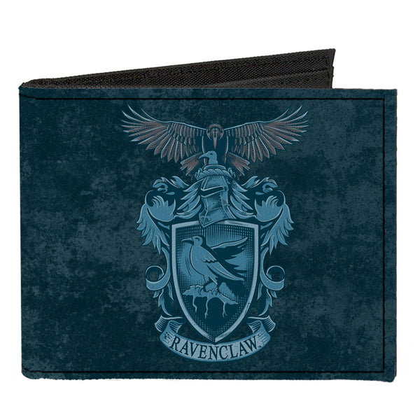 buckle down Canvas Bi-Fold Wallet - RAVENCLAW Eagle Crest + LEARNING WIT WISDOM Banner Blues Golds