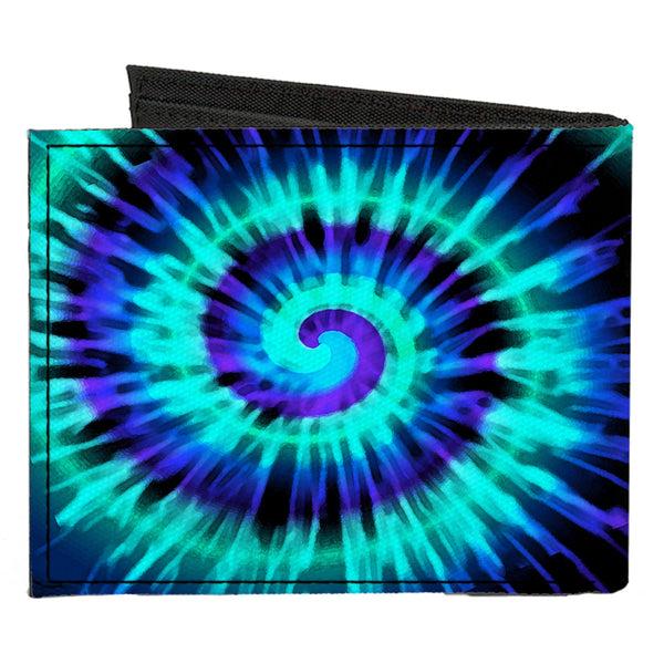 Buckle Down Canvas Bi-Fold Wallet - Tie Dye Spiral Blues Purples