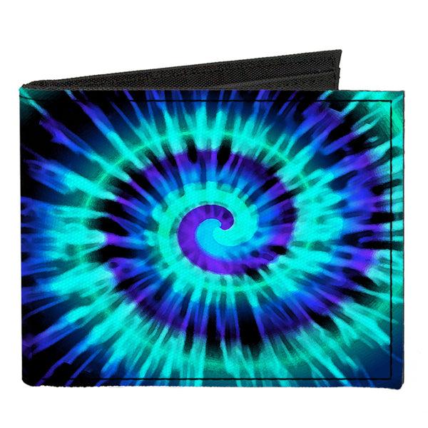 buckle down Canvas Bi-Fold Wallet - Tie Dye Spiral Blues Purples