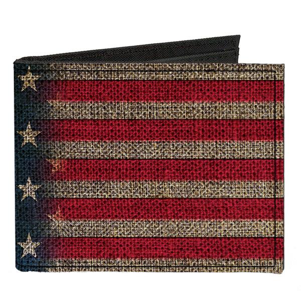 buckle down Canvas Bi-Fold Wallet - Vintage US Flag Stretch