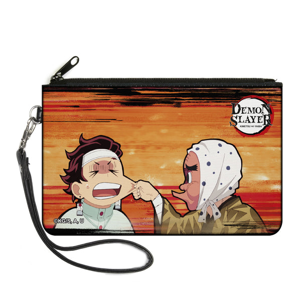 buckle down Canvas Zipper Wallet - LARGE - Demon Slayer Chibi Tetsumotonaka Pinching Tanjiro Kamado Cheek Scene