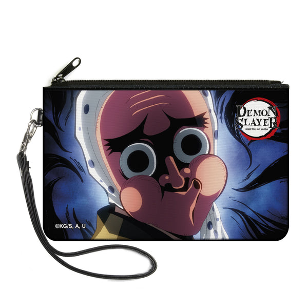 buckle down Canvas Zipper Wallet - LARGE - Demon Slayer Tetsumotonaka Close-Up Pose Blue Swirl