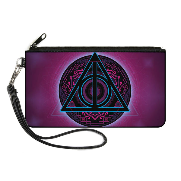 buckle down Canvas Zipper Wallet - LARGE - Harry Potter Deathly Hallows Symbol2 Black Neon Pink Neon Blue