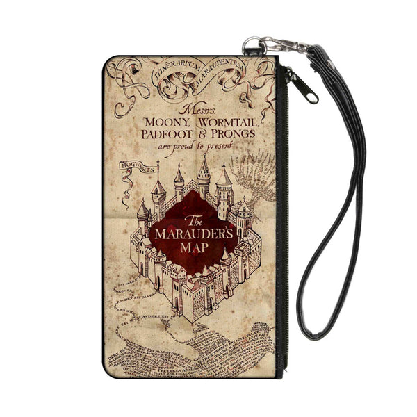 buckle down Canvas Zipper Wallet - LARGE - Hogwarts School THE MARAUDER'S MAP Tan Reds