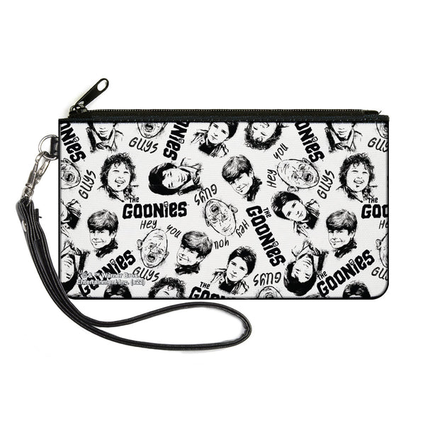 buckle down Canvas Zipper Wallet - LARGE - THE GOONIES Character Face Sketch Collage White/Black