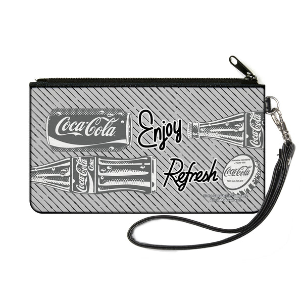 buckle down Canvas Zipper Wallet - SMALL - Coca-Cola ENJOY REFRESH Can and Bottle Grays/White/Black