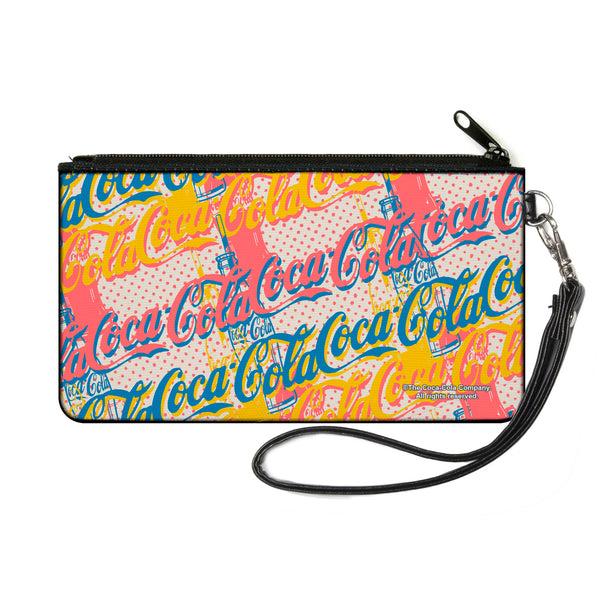 buckle down Canvas Zipper Wallet - SMALL - COCA-COLA Script Logo Stacked Pop Art White/Multi Pastel