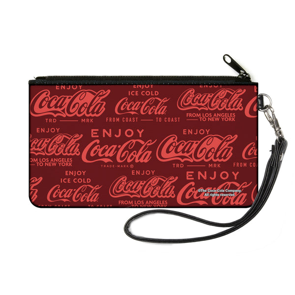 buckle down Canvas Zipper Wallet - SMALL - ENJOY COCA-COLA Logos Brown/Red