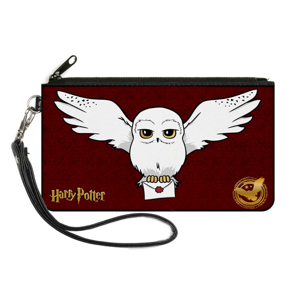 buckle down Canvas Zipper Wallet - SMALL - HARRY POTTER Hedwig Delivery Pose DRCMC Icon Burgundy Reds Golds