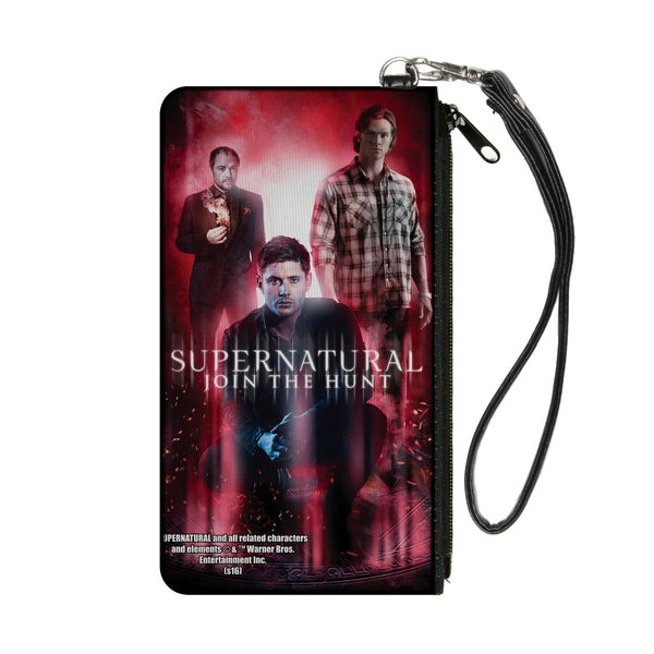 buckle down Canvas Zipper Wallet - SMALL - SUPERNATURAL-JOIN THE HUNT Crowley/Dean/Sam Group Pose Black/Red Glow