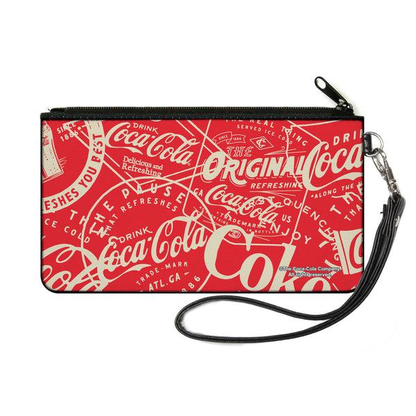 buckle down Canvas Zipper Wallet - SMALL - Vintage Coca-Cola Coke Icons and Ad Logos Red/White
