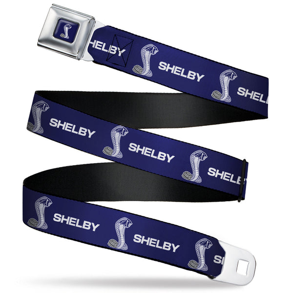 buckle down Carroll Shelby Super Snake Cobra Navy/White Seatbelt Belt - SHELBY Super Snake Cobra Navy/White Webbing