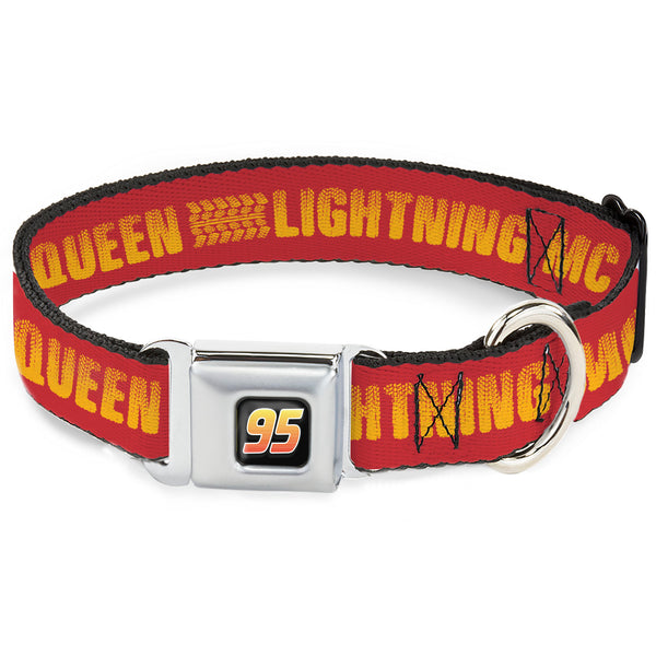 buckle down Cars Lightning McQueen 95 Logo Full Color Black/Red Fade Seatbelt Buckle Collar - Cars LIGHTNING MCQUEEN Tread Red/Orange